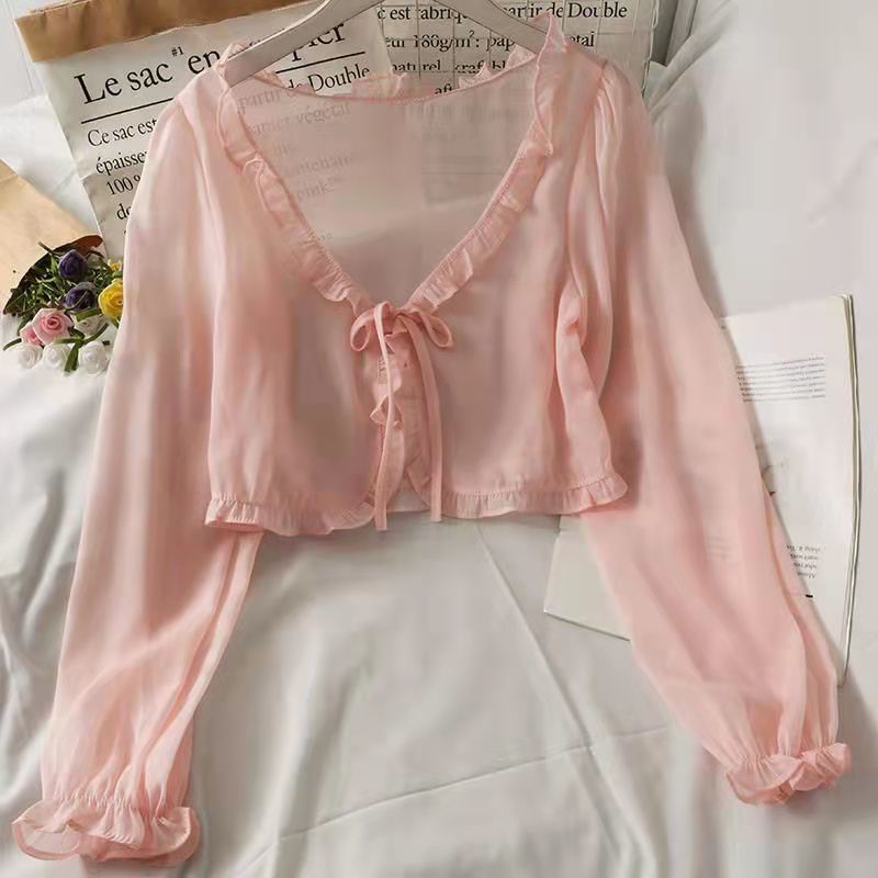 Áo Khoác cardigan Chống Nắng Tay Dài Dáng Rộng Có Thắt Nơ Thời Trang Mùa Hè Cho Nữ