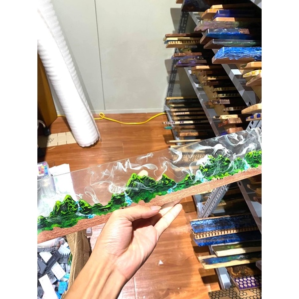 Kê tay bàn phím Rừng xanh - Núi tuyết.Wrist rest resin.
