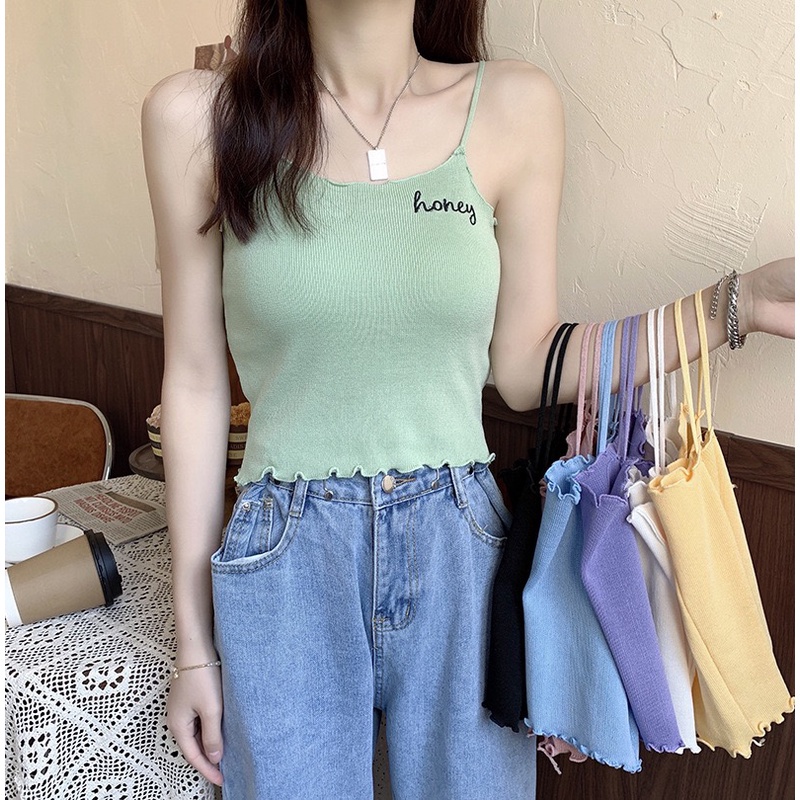MS227 Áo 2 dây honey viền lượn sóng