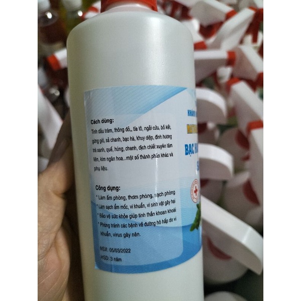 xịt sát khuẩn tinh dầu thiên nhiên bạc hà khuynh diệp, sả chanh 500ml