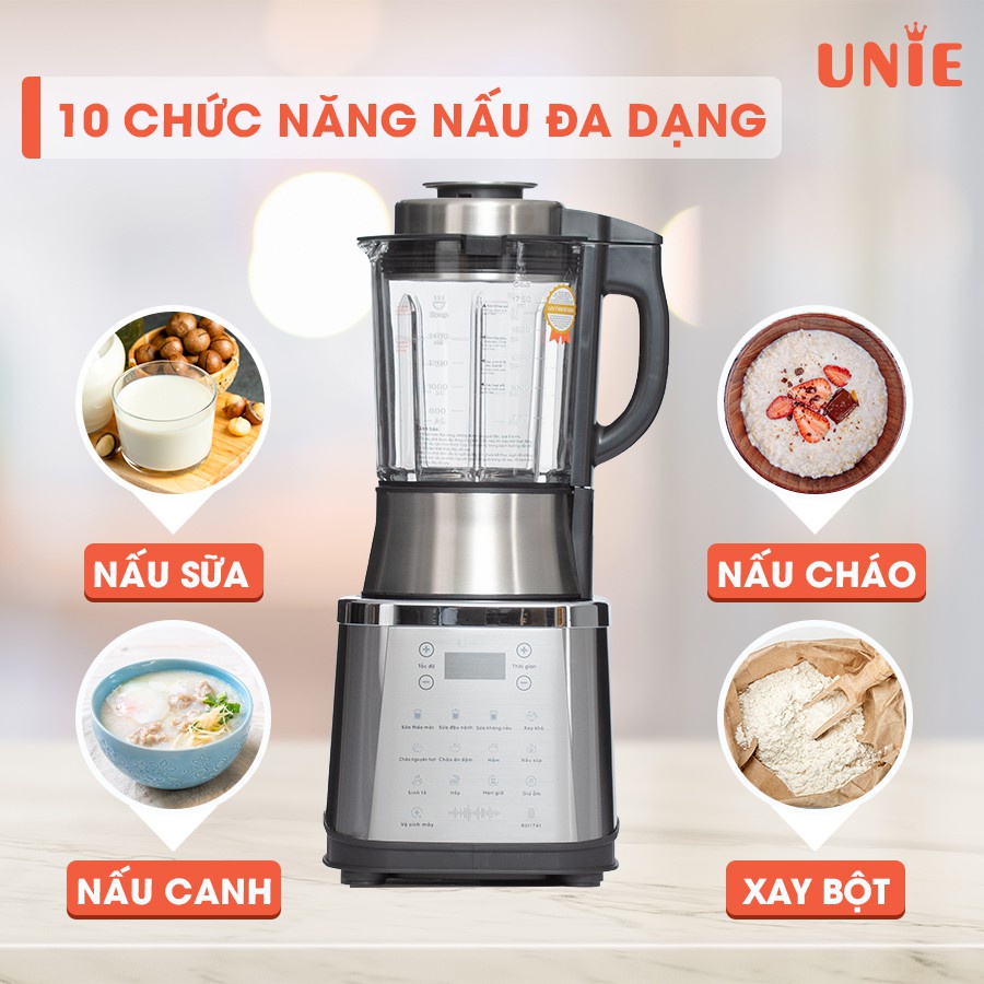 Máy xay nấu sữa hạt UNIE V8S công suất 1800W, dung tích 1.75L [BẢO HÀNH 24 THÁNG]