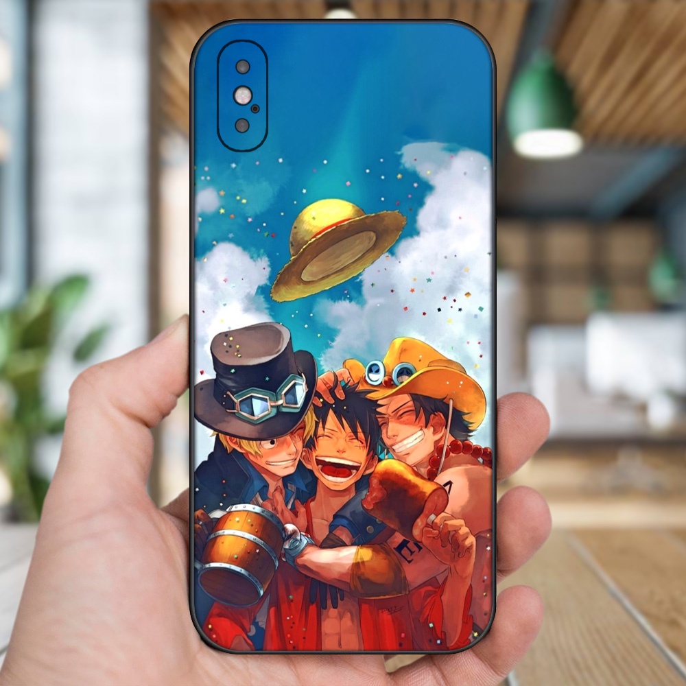 Ốp lưng iPhone X, Xs dẻo đen cạnh vuông in hình Ace One Piece