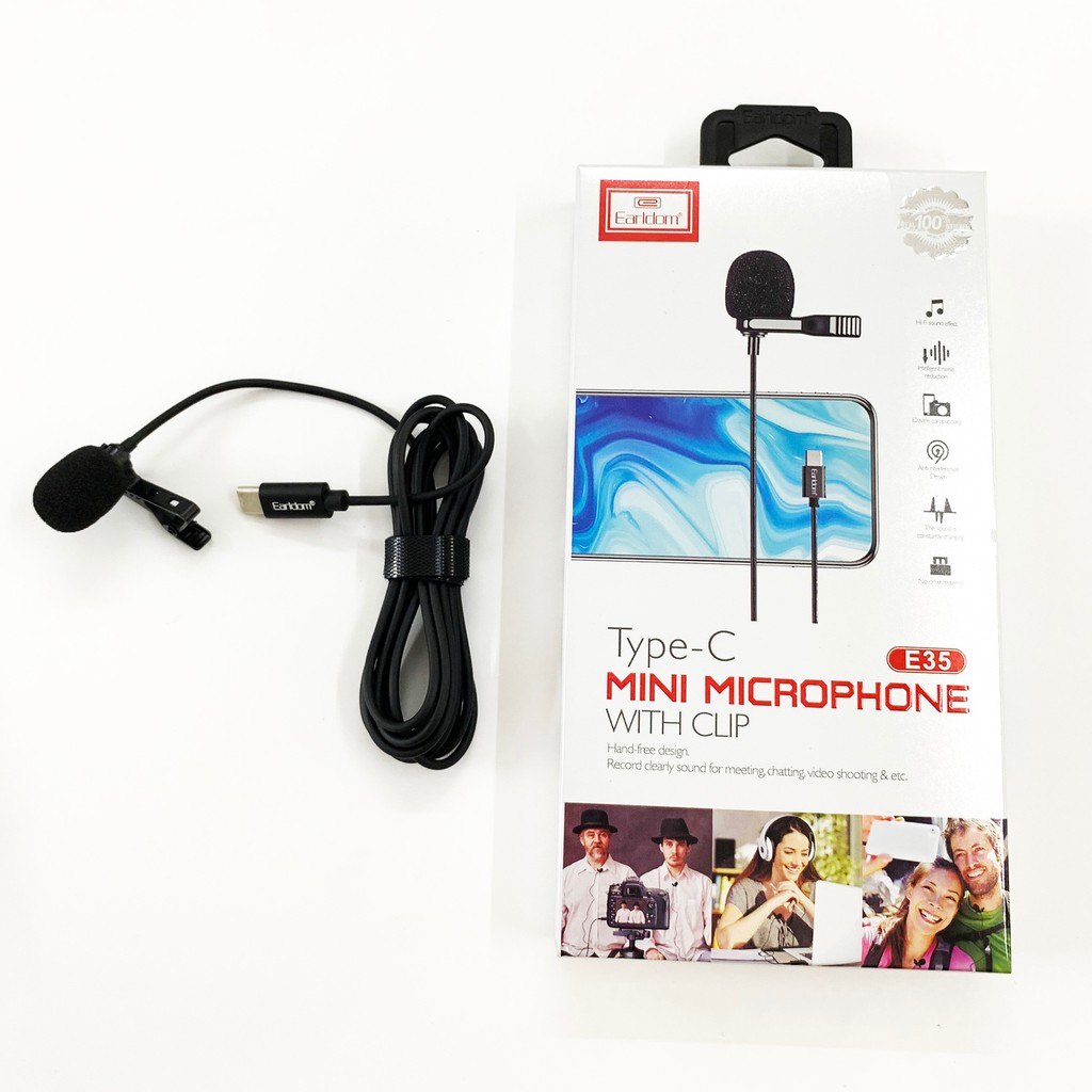 Mic thu âm chân typeC cho điện thoại, micro ghi âm gắn cổ áo quay video, livestrem mini cực gọn gàng E35 KLH