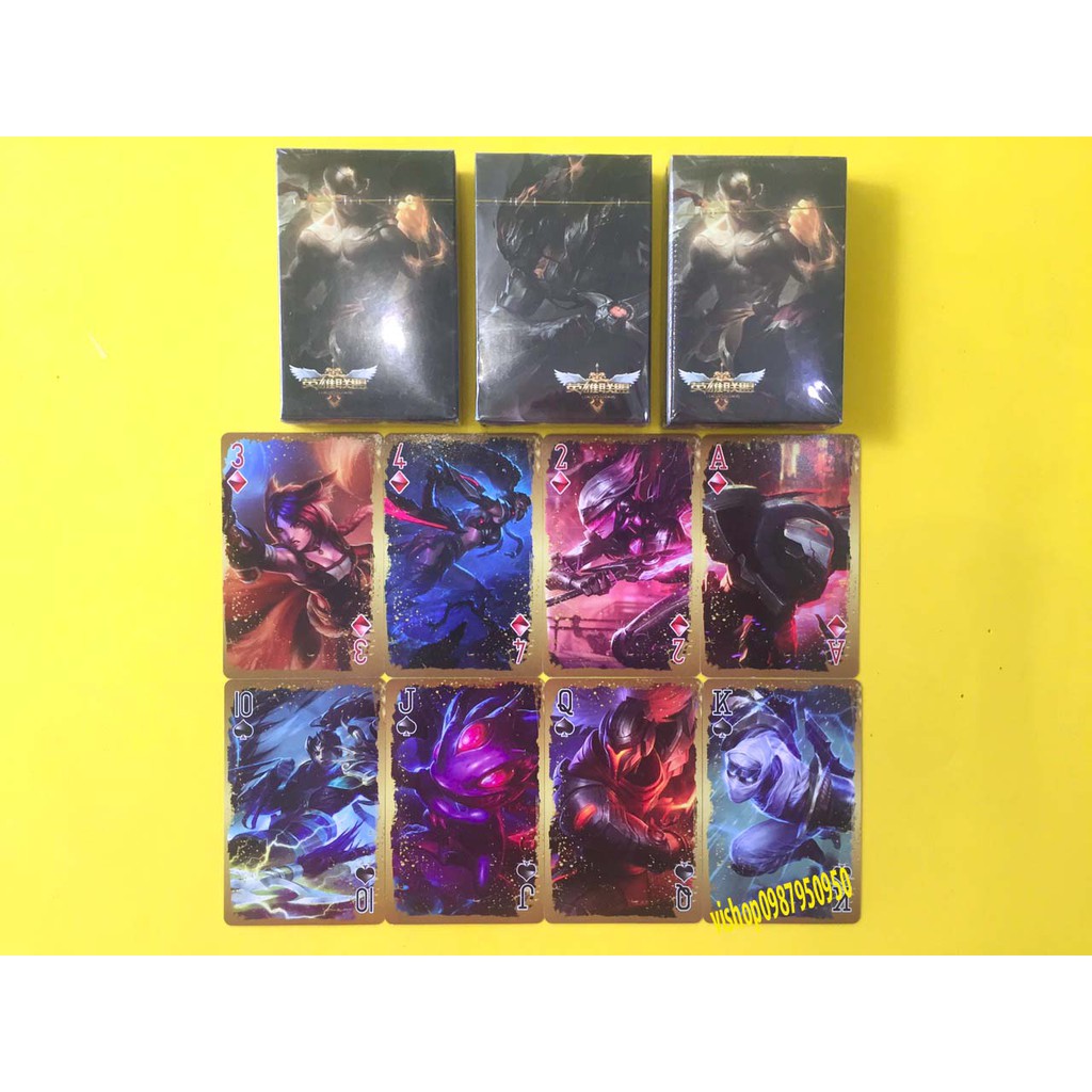 Bộ bài Tây anime LOL liên minh huyền thoại, bộ tú poker pubg 54 lá in hình anime manga dễ thương độc đáo
