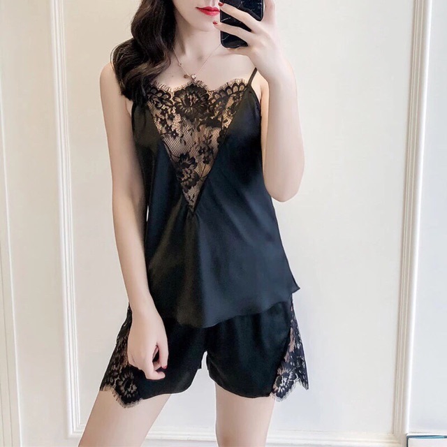 Xả hàng 🚫 Sale sốc . Bộ ngủ Lụa Ren V Siêu Sexy hàng xịn chuẩn shop bán loại 1 💋