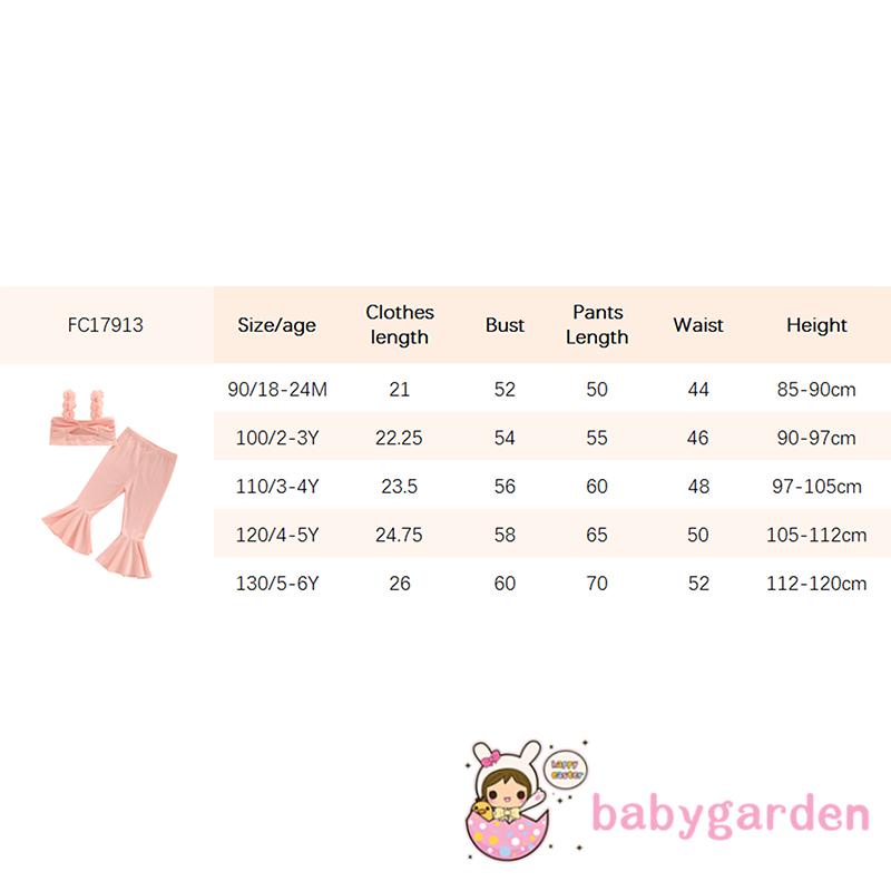 Bộ Áo Không Tay Màu Trơn + Quần Dài Ống Loe In Hoa Thời Trang Mùa Hè Cho Bé Gái 1-6 Tuổi