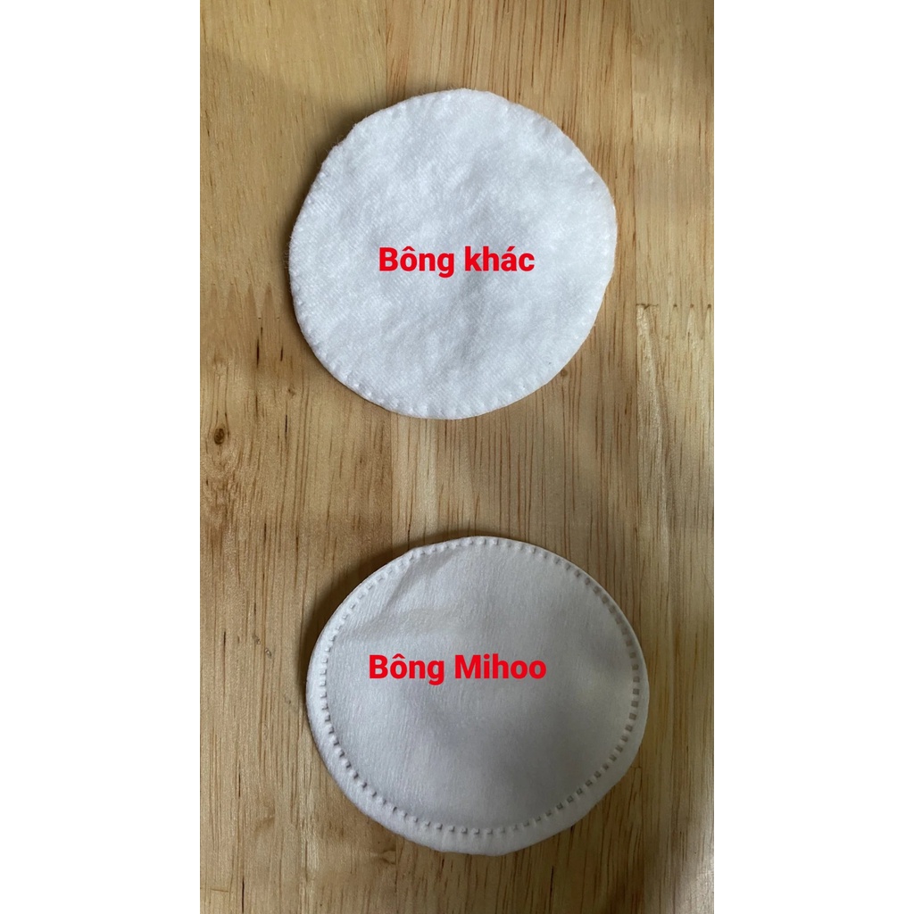 Bông tẩy trang 100% cotton viền chặt Mihoo 150 miếng
