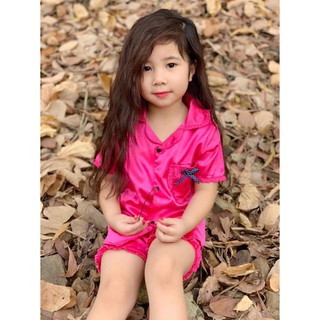 BỘ PIJAMA PHI LỤA CỘC CỔ BÈO CHO BÉ GÁI