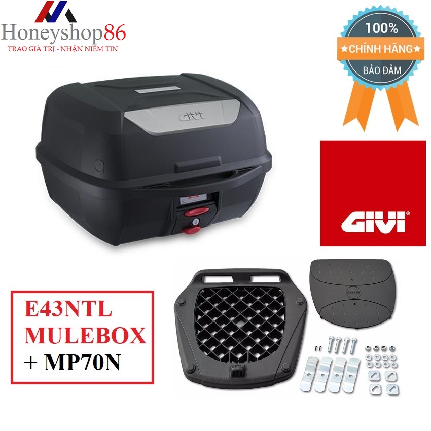 Thùng đựng đồ xe máy Givi E43NTL Mulebox 43L Monolock – Monokey System Technology Tặng đế đệm HONEYSHOP86