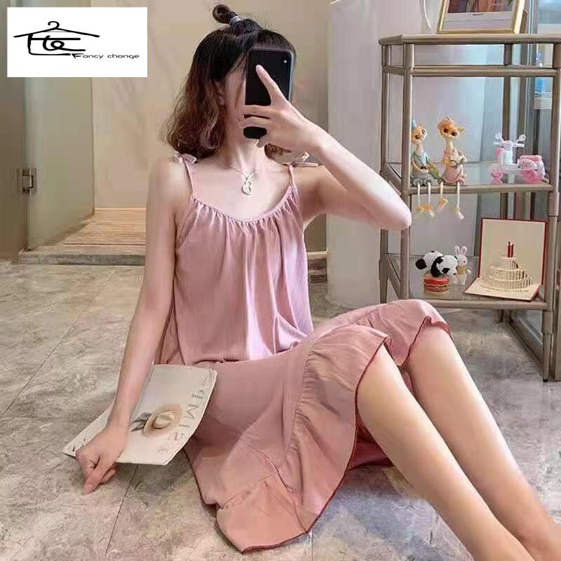 Đầm Ngủ Hai Dây Phong Cách Nhật Bản Dễ Thương Thời Trang Xuân Hè Cho Bạn Gái