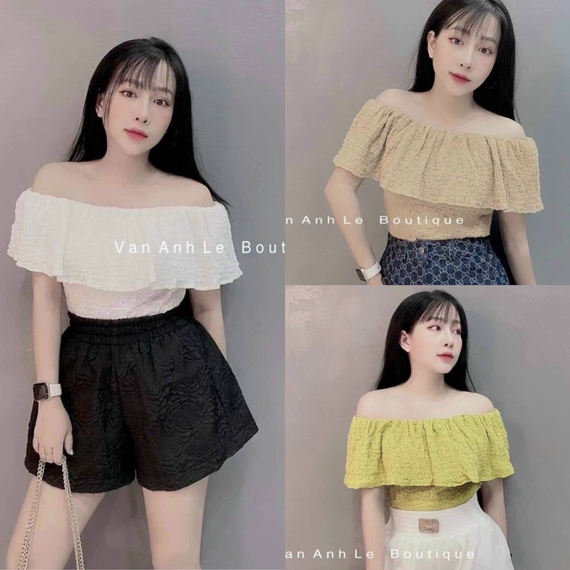 Áo kiểu xốp trễ vai bèo sexxy, Áo thun kiểu thiết kế sang chảnh AK6035 - NhiNhi Shop