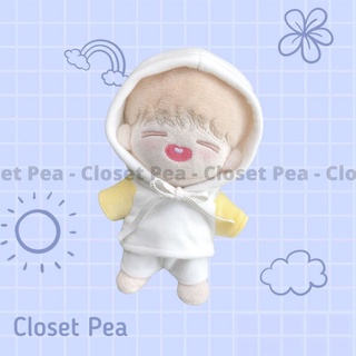 Bộ đồ hoodie trắng phối tay vàng gà con cho doll 15cm 20cm