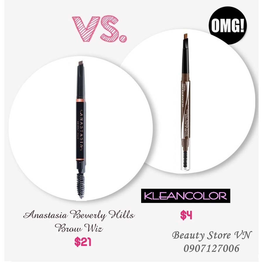 [FREESHIP] Chì Kẻ Mày 2 Đầu Dupe ABH Lâu Trôi Eyebrow Pencil Kleancolor