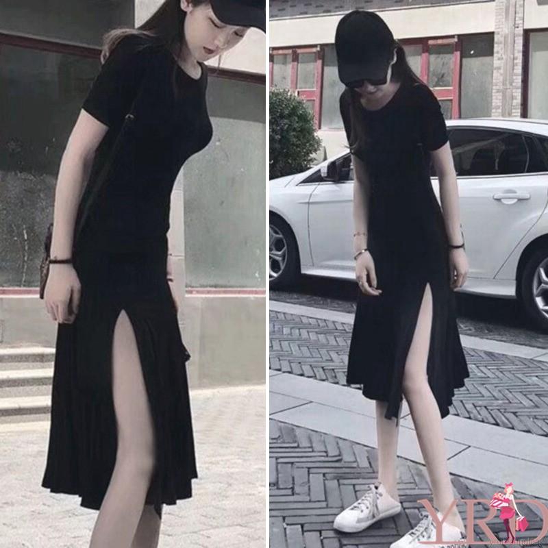 Đầm bút chì lưng cao xẻ tà phong cách vintage quyến rũ | BigBuy360 - bigbuy360.vn