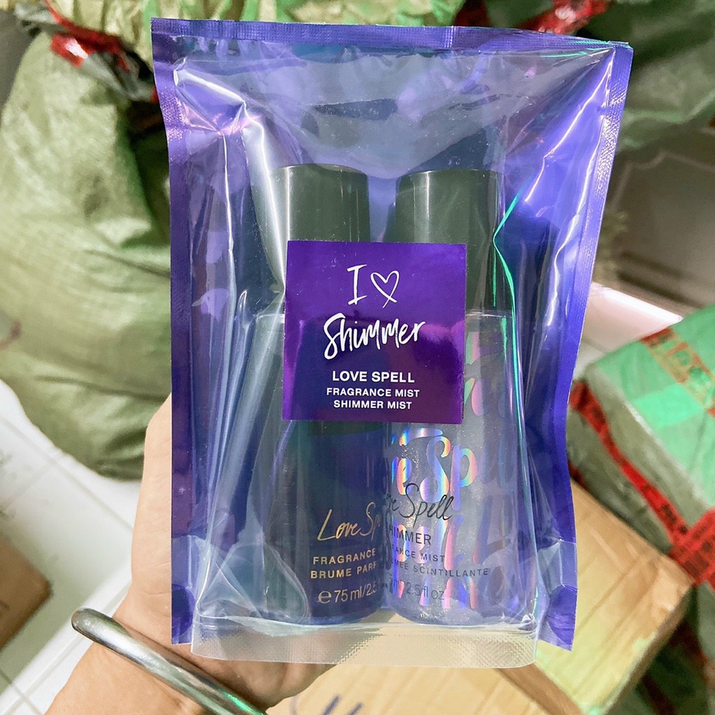 Set 2 Xịt thơm body Victoria’s Secret I Love Shimmer Gift Set ( Khách Muốn Chọn Mùi Nhắn Shop  Nhé )