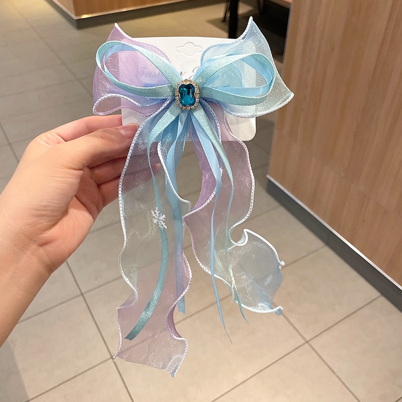 Kẹp tóc cho bé gái hình nơ voan dễ thương