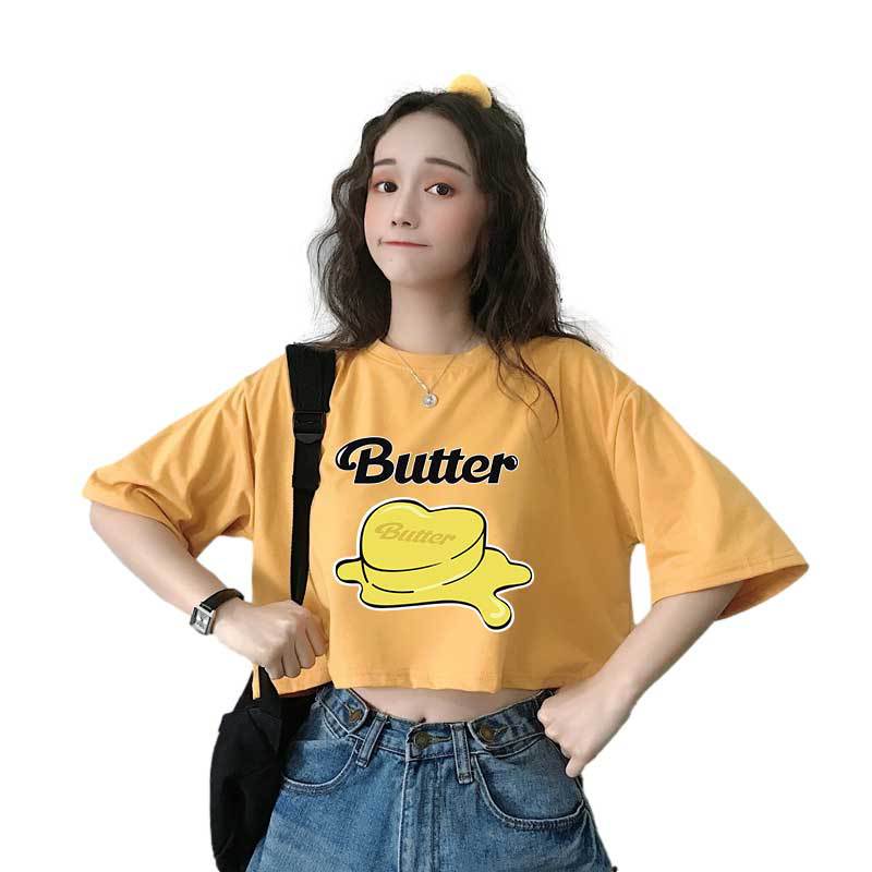 Áo Thun Crotop Form Rộng Tay Ngắn Chất Cotton Mền Mại In Hình Viên Kẹo Butter Ulzzang Style Hàn Quốc TTT0113