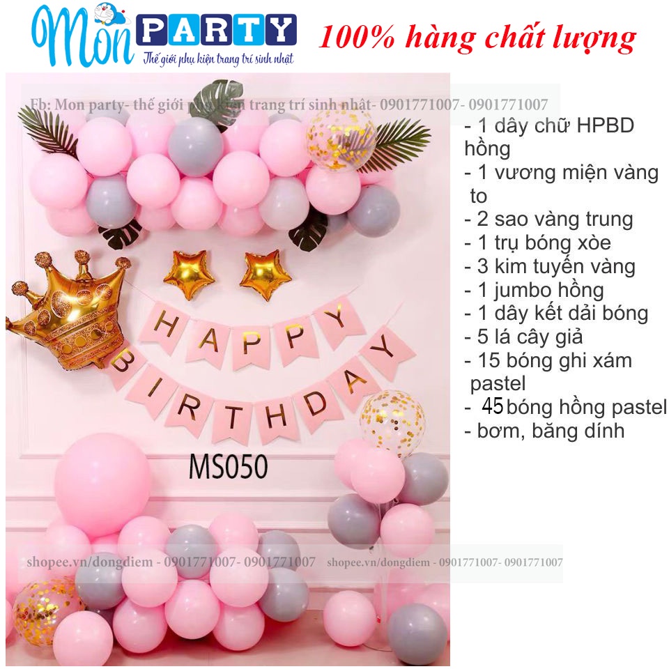 Set bóng trang trí sinh nhật ngựa pony tông màu pastel như ảnh, trang trí sinh nhật unicorn hồng pastel siêu dễ thương