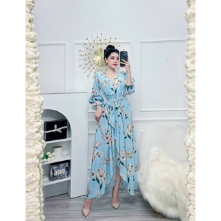 Đầm Maxi Họa Tiết Xẻ Đùi