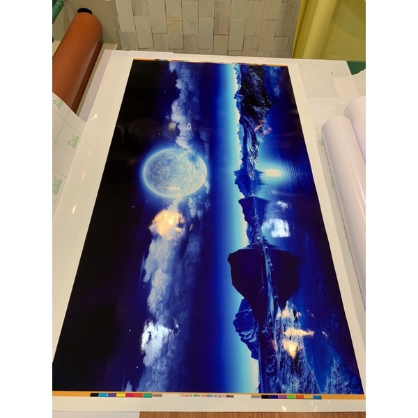 Tranh 3D dán hồ cá, bể thuỷ sinh mẫu ánh trăng đêm siêu đẹp và nét, có keo sẵn trên bề mặt, đa dạng kích thước