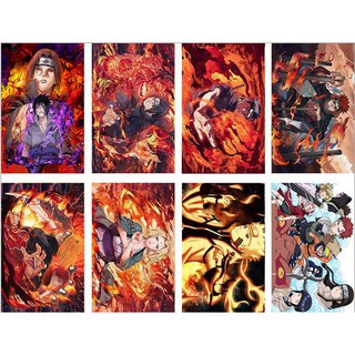 Poster ảnh khổ a3 8 tấm in hình Sasuke Naruto Itachi Kurama