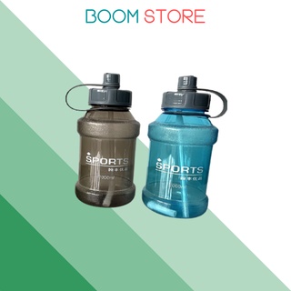 Bình nước thể thao 2 lít bằng nhựa chia vạch có ống hút cute Boom Store