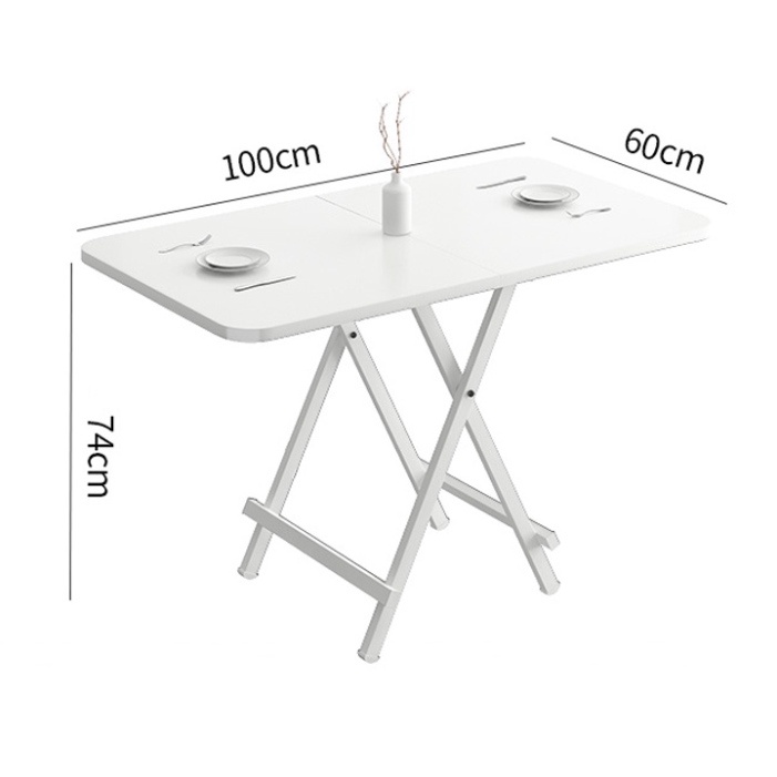 Bàn ăn thông minh cafe gấp gọn mặt gỗ phủ lớp melamin chống xước khung thép chân sắt tĩnh 120x60x74cm