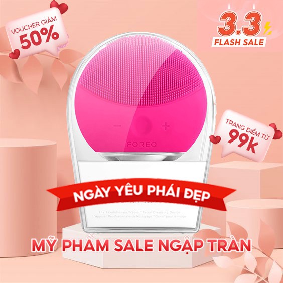 Máy rửa mặt FOREVER LUNA MINI 2 - Massage da mặt sóng siêu âm 8 cấp dộ, có thể sạc