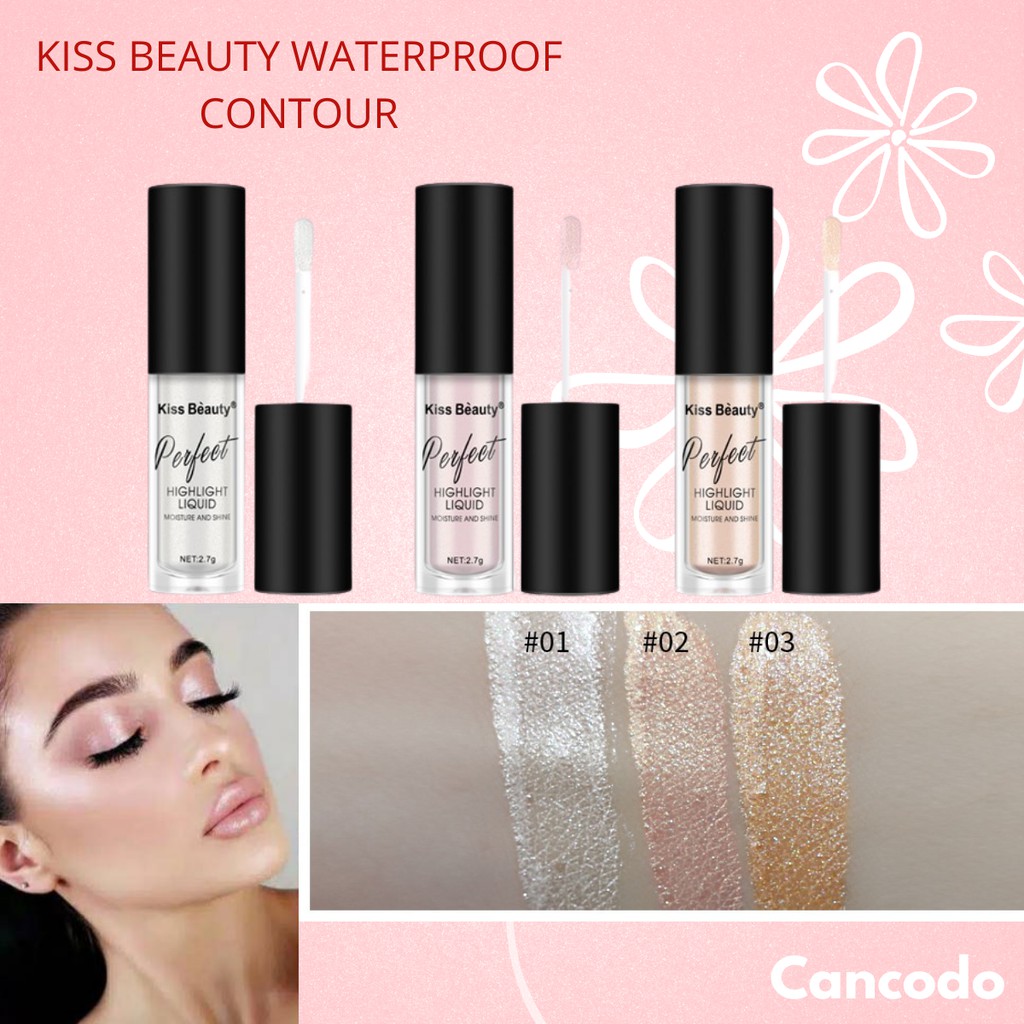 (hàng Mới Về) Kem Bắt Sáng Dạng Lỏng Kiss Beauty Chống Thấm Nước Làm Sáng Da