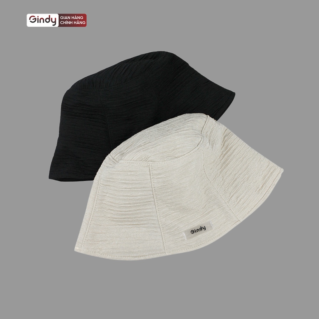 Nón bucket cao cấp cotton chống nắng GINDY mũ unisex trơn vành cụp siêu nhẹ thoáng mát tạo hình nhăn độc đáo M007