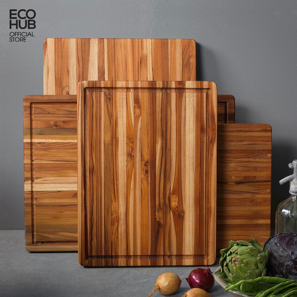 Thớt gỗ Teak ECOHUB (Thái, Chặt, Trang trí món ăn), Phong cách Âu, Cứng hơn gỗ Nghiến