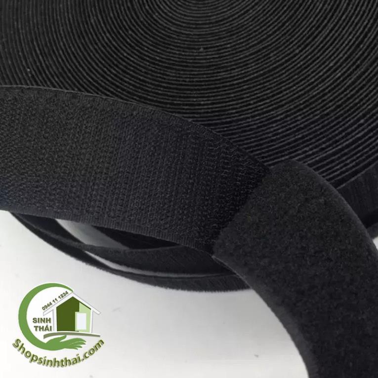 Miếng dán vải 2 mặt dán giày, túi xách - dính gai dán Xé, Băng gai dính, khóa nhám gai khổ rộng 2cm - màu đen