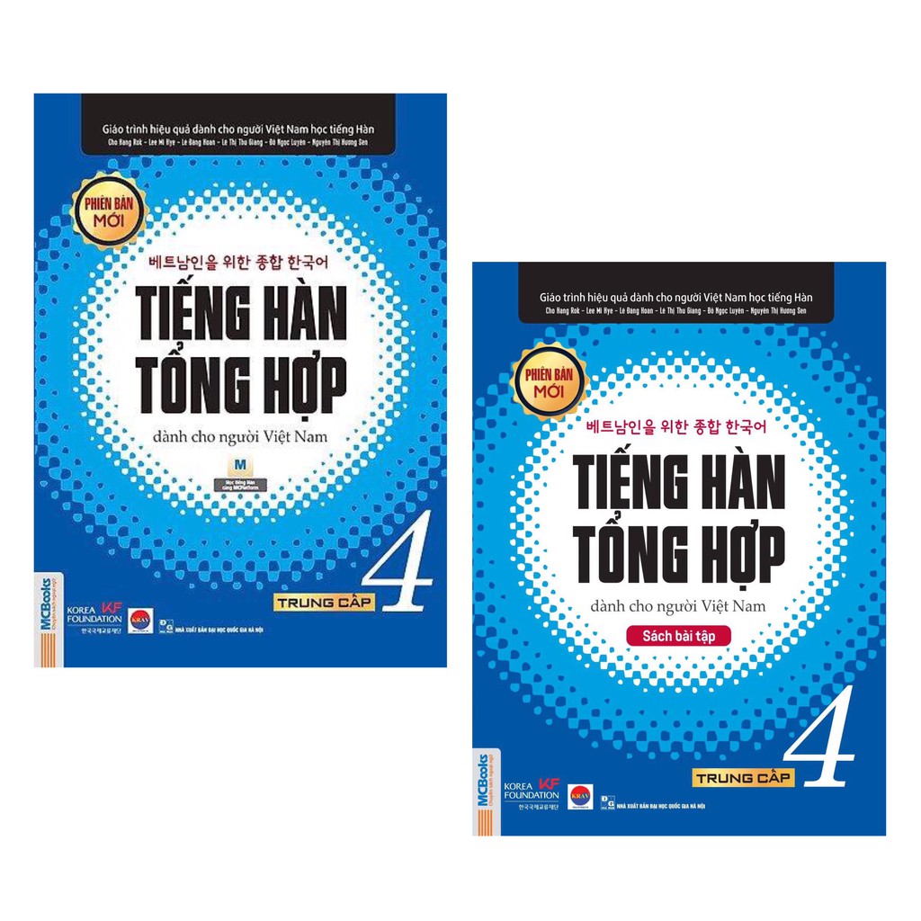Sách - Combo 4 Tiếng hàn tổng hợp dành cho người Việt Nam Trung Cấp Tập 3 + Tập 4 Bản Đen Trăng
