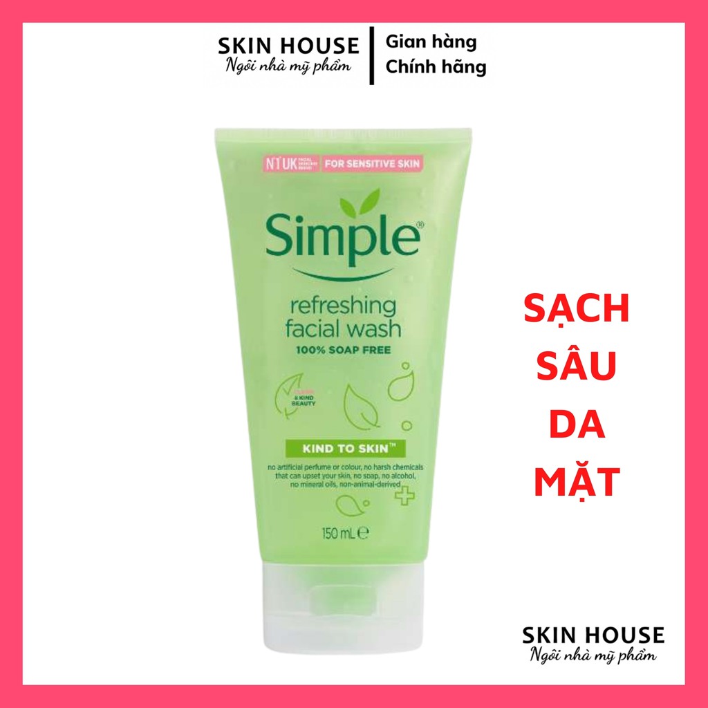 Sữa Rửa Mặt Simple - Sữa Rửa Mặt Simple Gel Kind To Skin Refreshing Facial Wash Gel 150ml | BigBuy360 - bigbuy360.vn