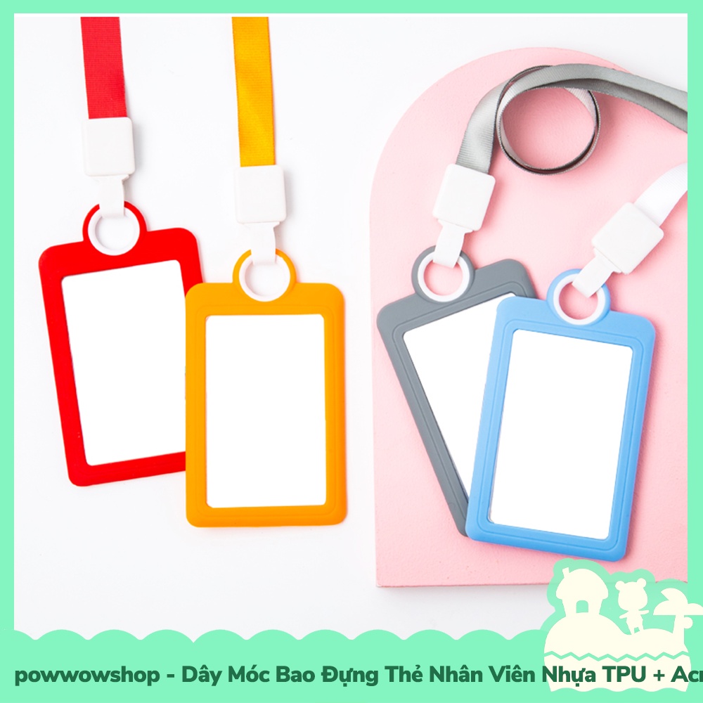 [Sẵn VN - Hỏa Tốc] Dây Móc Kéo Bao Đựng Thẻ Nhân Viên Nhựa TPU Dẻo + Acrylic Mẫu Đơn Giản Simple Colorful
