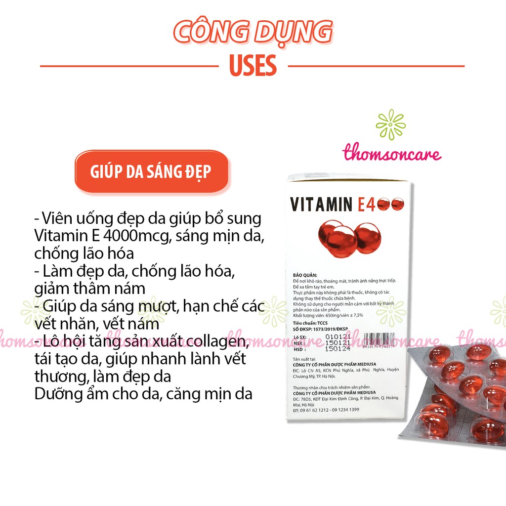 Bổ sung vitamin e đỏ 400 iu, hỗ trợ làm đẹp da, ngăn ngừa lão hóa - ảnh sản phẩm 6