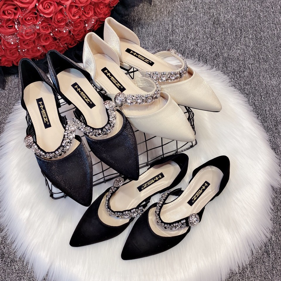 [SIÊU PHẨM MỚI VỀ] GIÀY BÚP BÊ NỮ LỤA BÓNG QUAI NGANG ĐÍNH ĐÁ LỚN SIÊU HOT HIT KÈM ẢNH CHỤP THẬT