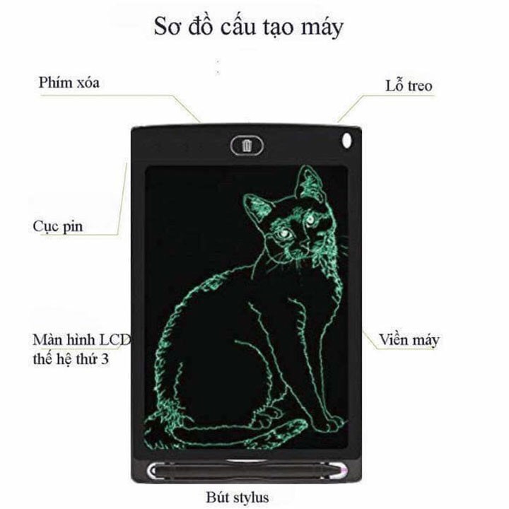 Bảng viết thông minh LCD tự xóa 8.5 inch cho bé tập vẽ, viết (thỏa sức sáng tạo)