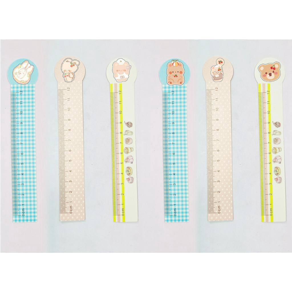 Thước kẻ dẻo gấu trúc manh lan phúc bảo hoa hoa TPP39 12 cm gấu thỏ cherry berry cute dễ thương hoạt hình thần tượng