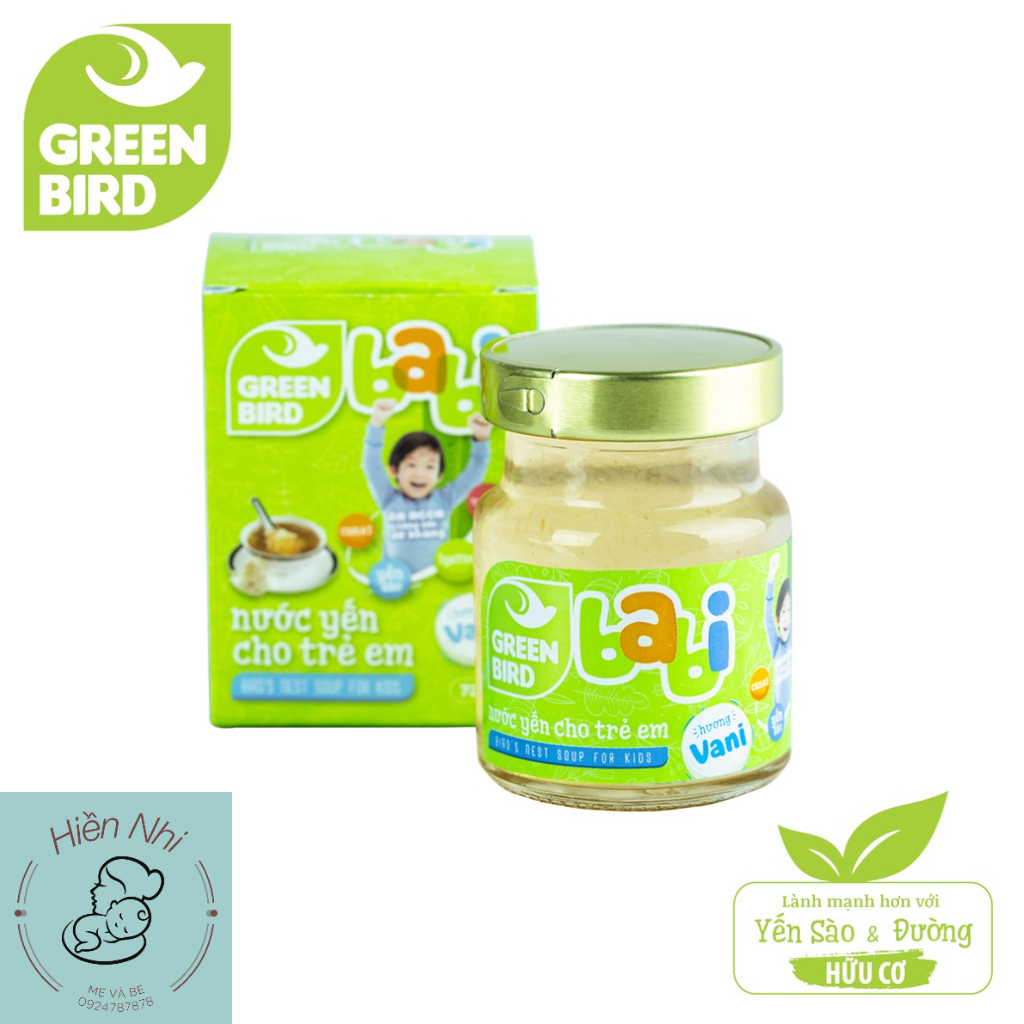 Lốc 4 tặng 1 Nước Yến sào trẻ em Green Bird Babi 15% tổ yến 72g 5x72g