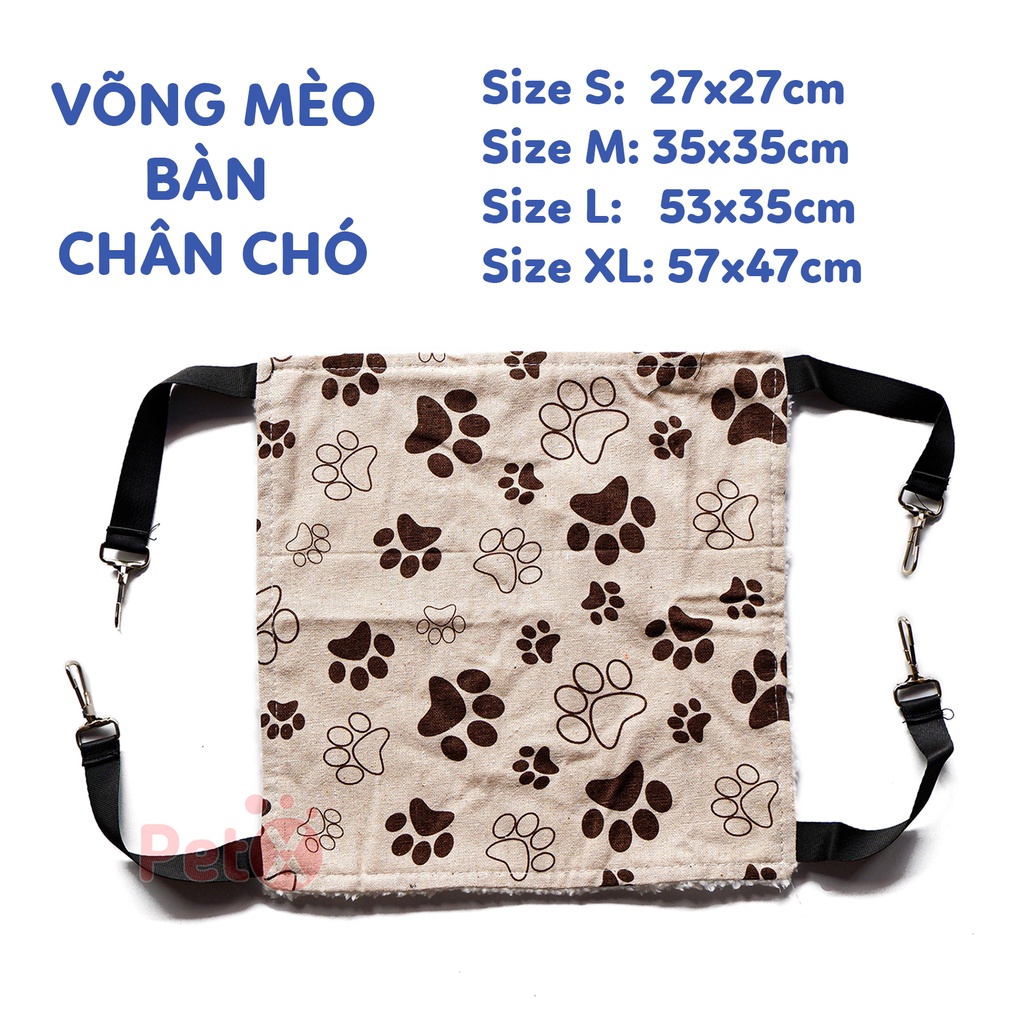 Võng cho mèo bằng vải một mặt bông mặt in hoa văn Lucky Cat và bàn chân chó Lapeta