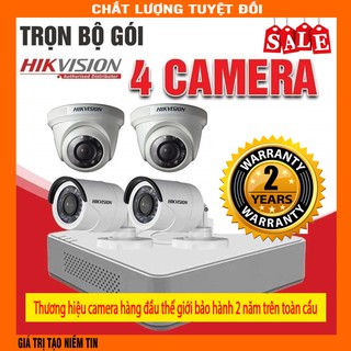 [SIÊU RẺ] Trọn Bộ 4 Camera Quan Sát Hikvision 2.0 megapixel Full HD 1080P + TẶNG HDD 500G và ĐẦY ĐỦ PHỤ KIỆN