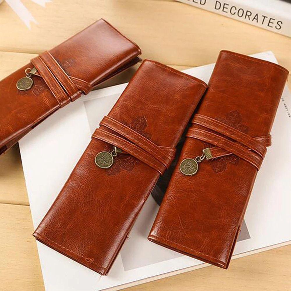 Túi Cuộn Đựng Cọ Trang Điểm Bằng Da PU Cho Nữ Sinh