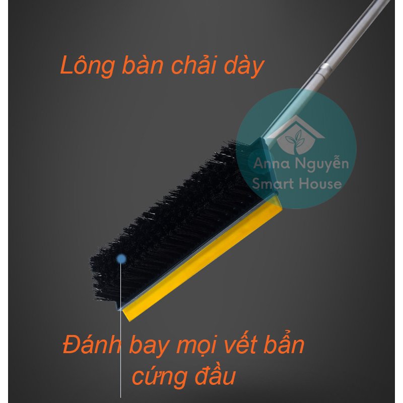 Cây chà sàn nhà tắm cán dài 3 nấc dễ dàng điều chỉnh độ dài , có bàn chải gạt tóc, rác bám