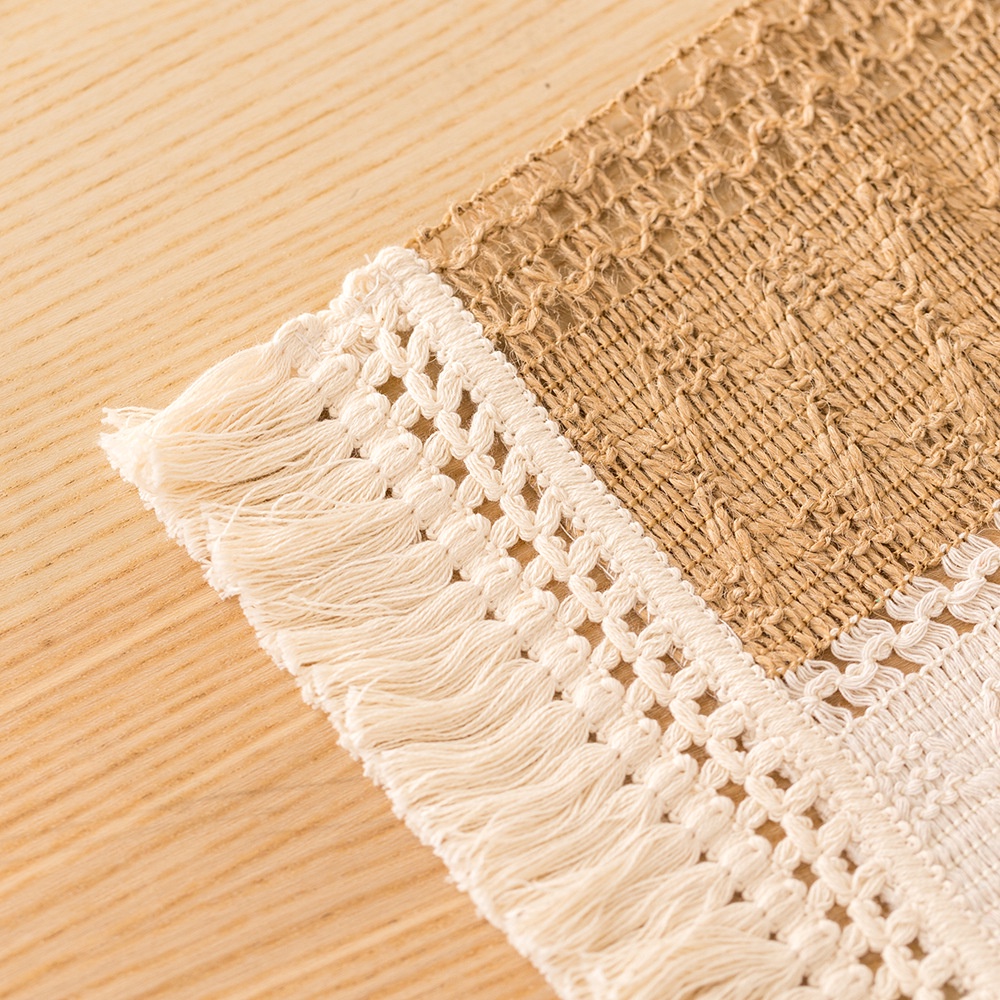 Tấm lót bàn ăn cách nhiệt bằng cotton và sợi gai dầu phong cách châu Âu