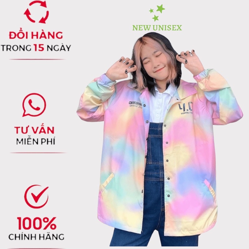Áo Khoác Dù Nam Nữ Loang Sơn, Phối Cúc Bấm Cá Tính, in Họa Tiết Siêu Ngầu 136 [NewUnisex]