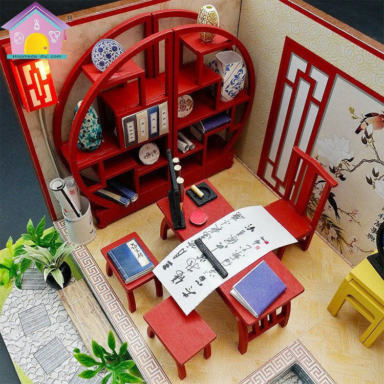 Mô hình nhà DIY Doll House Ink Bamboon in Breezing Kèm Mica chống bụi, Bộ dụng cụ và Keo dán