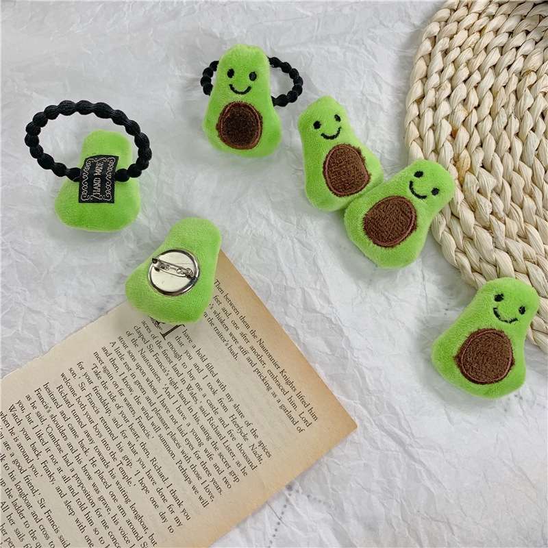 Dây Buộc Tóc / Huy Hiệu Cài Áo Hình Quả Bơ Nhồi Bông Đáng Yêu