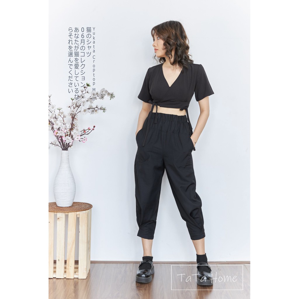 Yukata Croptop MiU - Áo Ngắn Basic Vạt Chéo