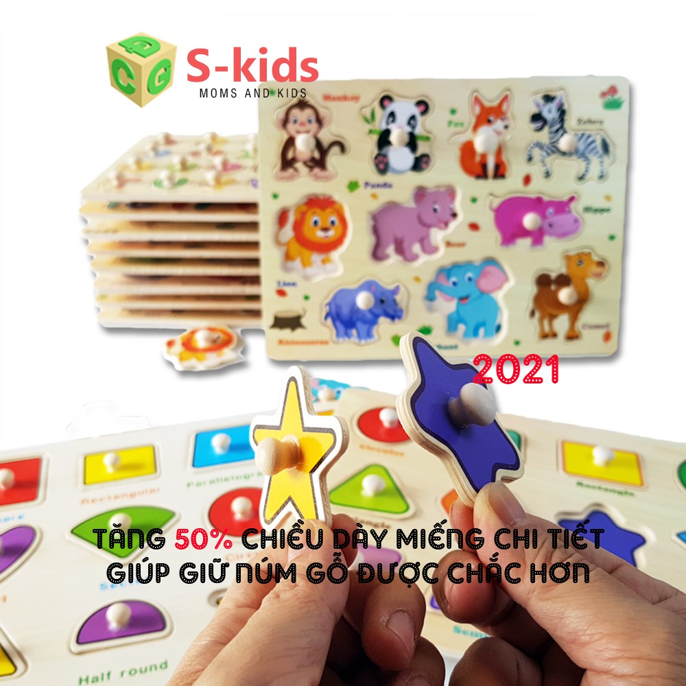 Đồ Chơi Trẻ Em S-Kids, Bảng Ghép Hình Núm Gỗ Thông Minh Cho Bé